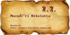 Mocsári Nikoletta névjegykártya